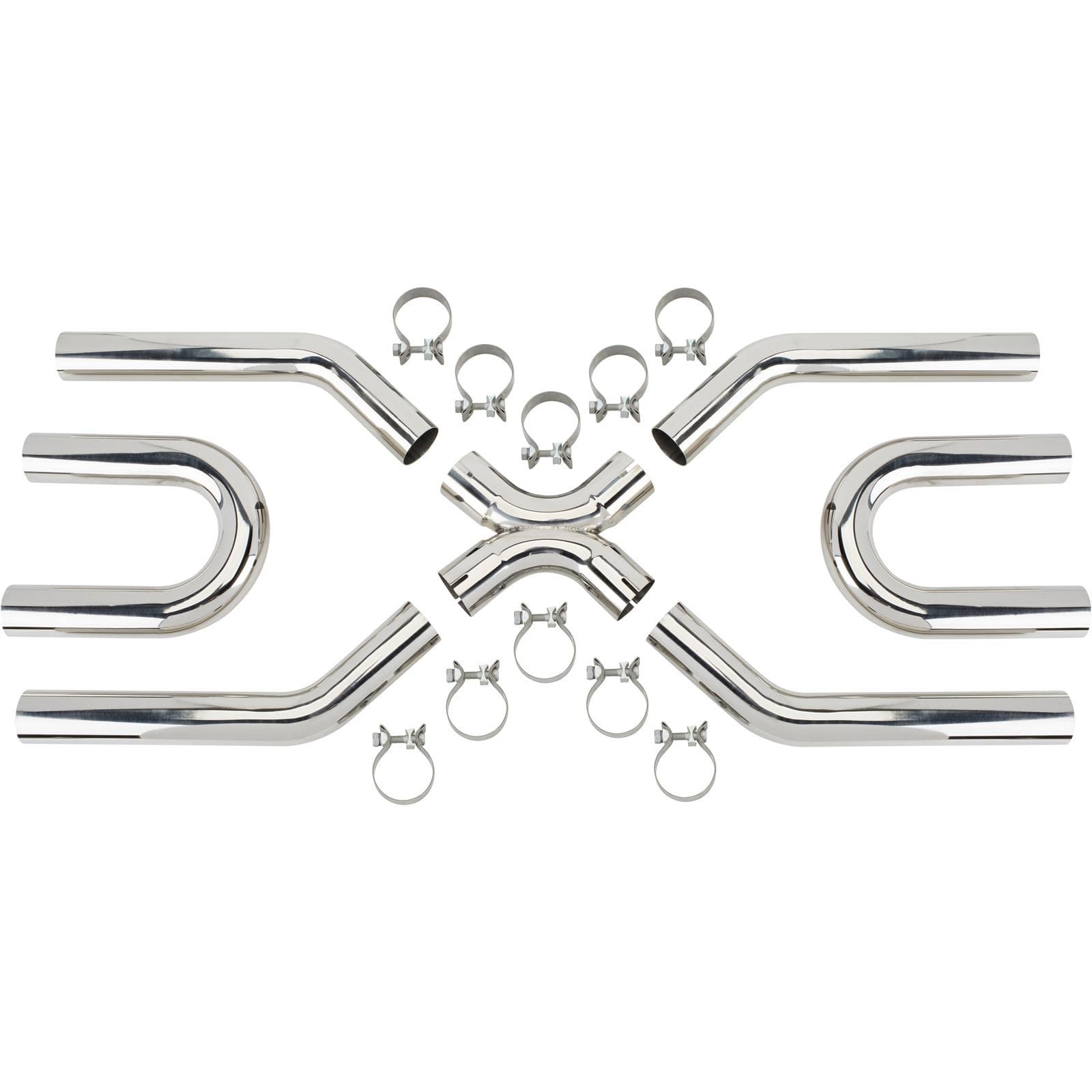Universal X-Pipe Exhaust System Mid-Pipe Kit, 304 Stainless Steel