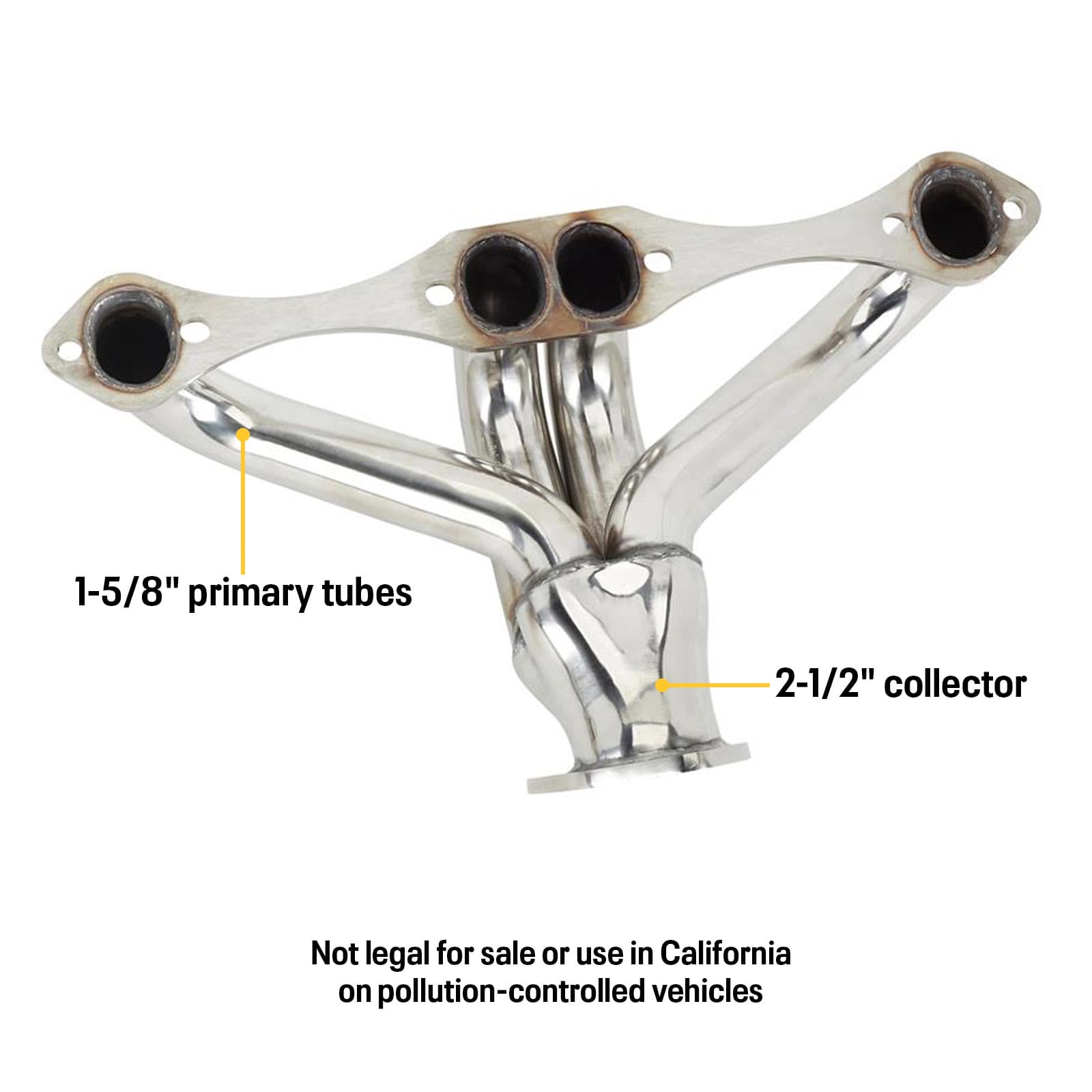 Tight-Fit Small Block Chevy Block Hugger Headers, Stainless Steel