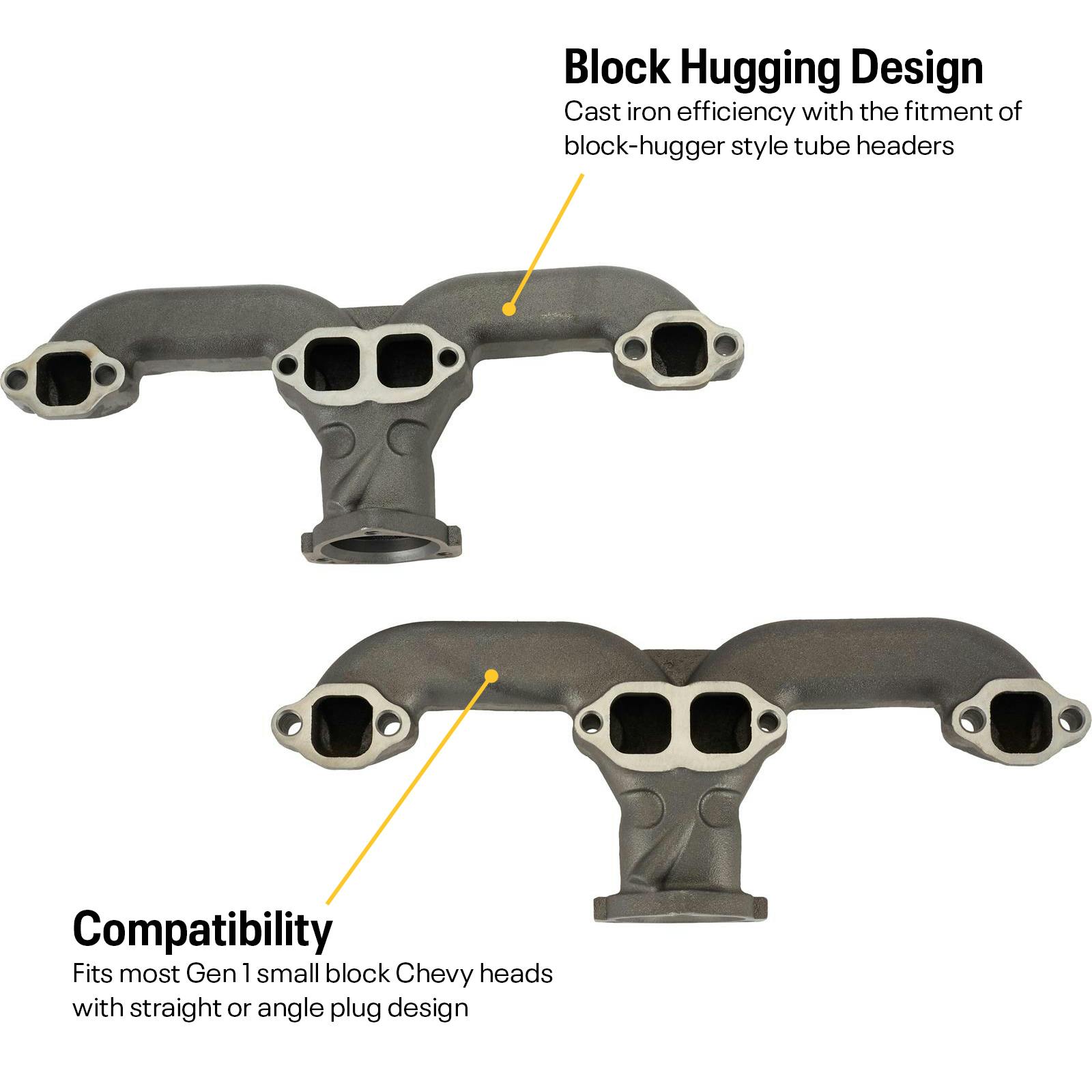 Smoothie Rams Horn Exhaust Manifolds, Small Block Chevy, Raw