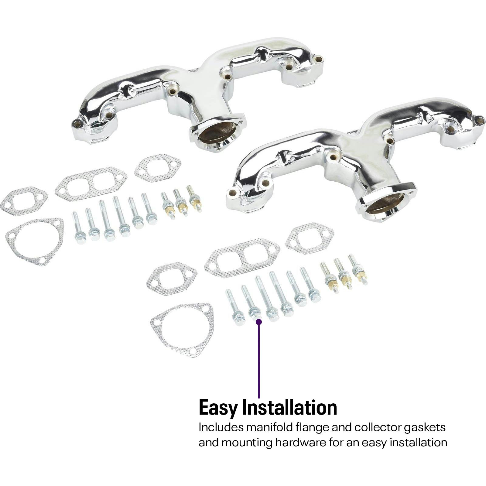 Smoothie Rams Horn Exhaust Manifolds, Small Block Chevy, Chrome