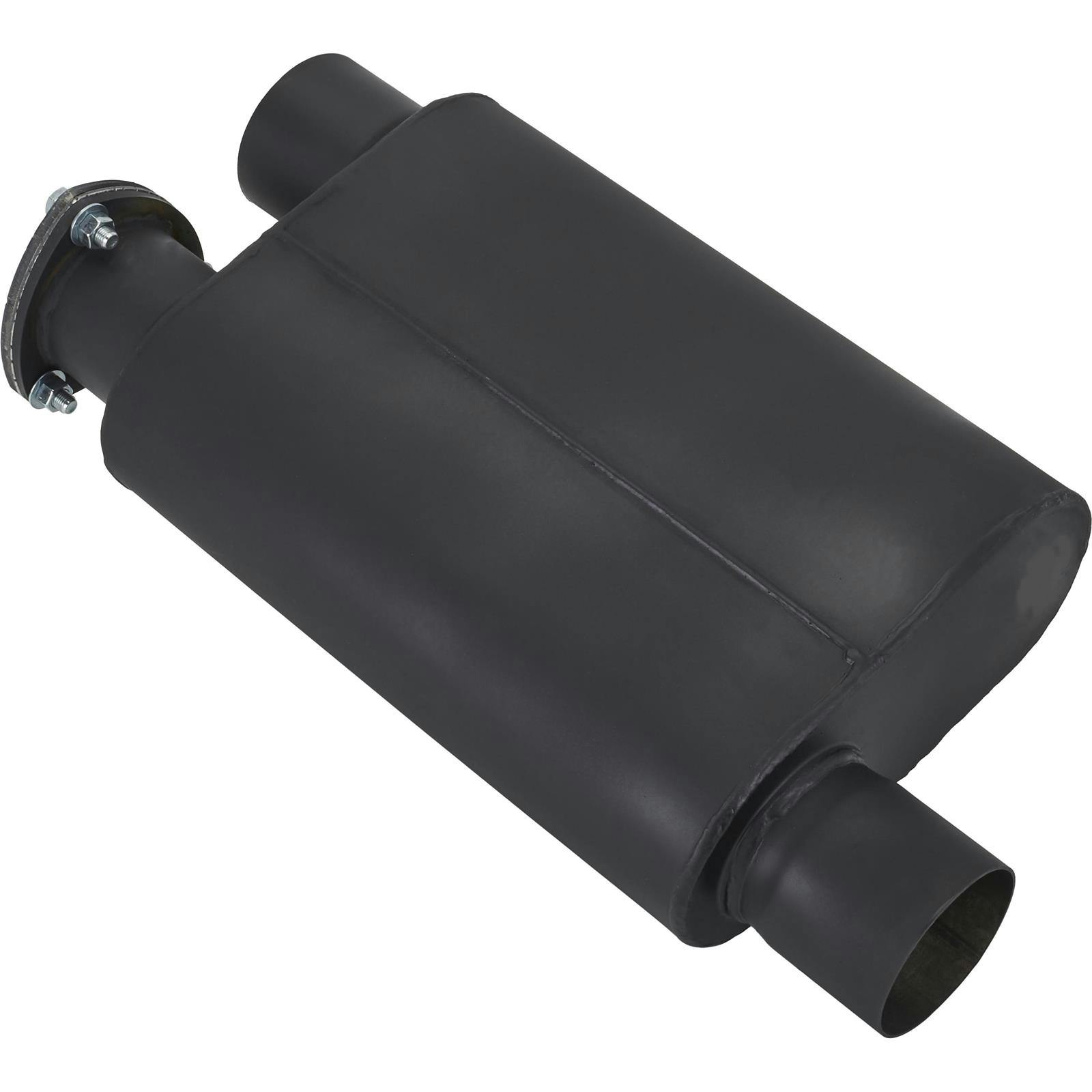 Baffled Muffler with Cutout, 3 Inch Offset Inlet/Outlet