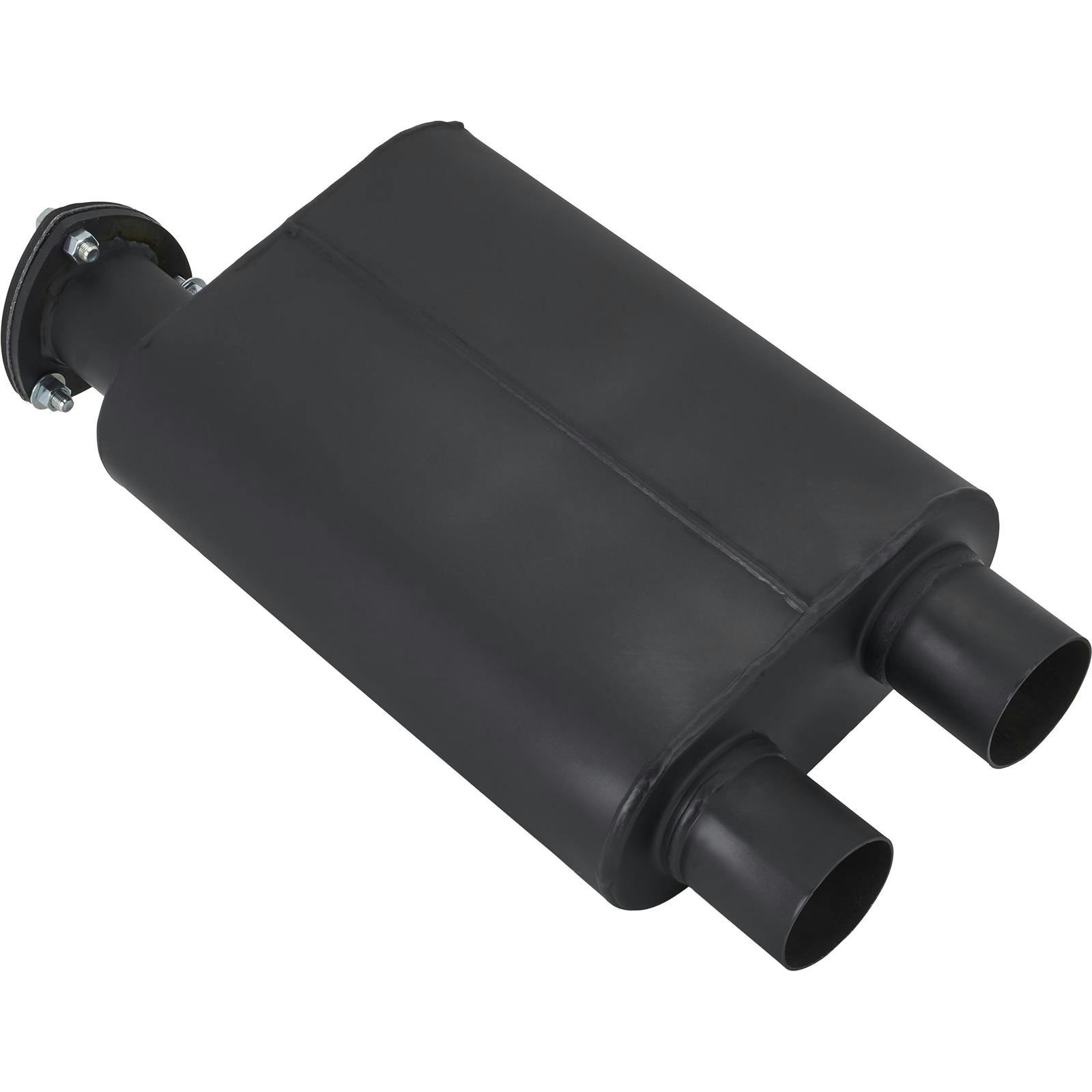 Baffled Muffler with Cutout, 2.5 Inch Same Side Inlet/Outlet