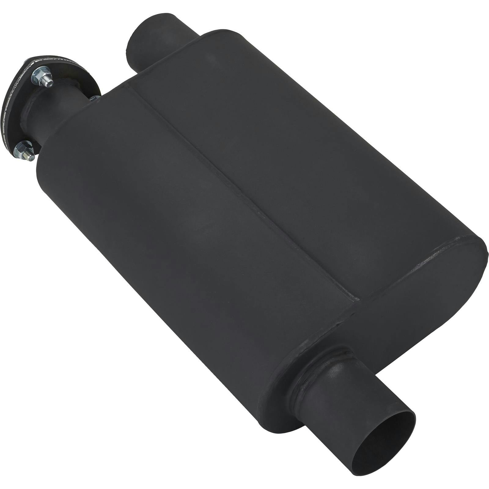 Baffled Muffler with Cutout, 2.5 Inch Offset Inlet/Outlet