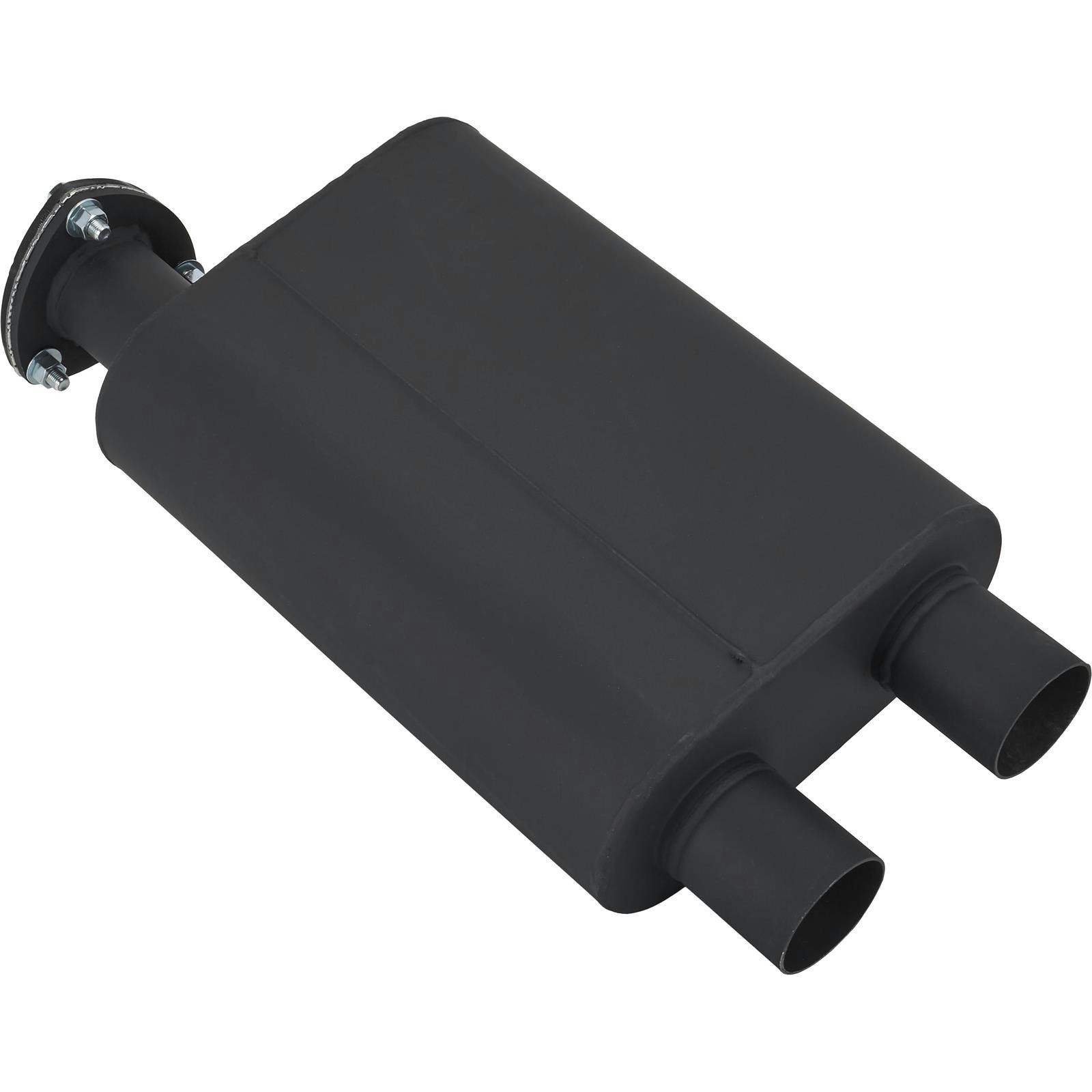 Baffled Muffler with Cutout, 2.25 Inch Same Side Inlet/Outlet