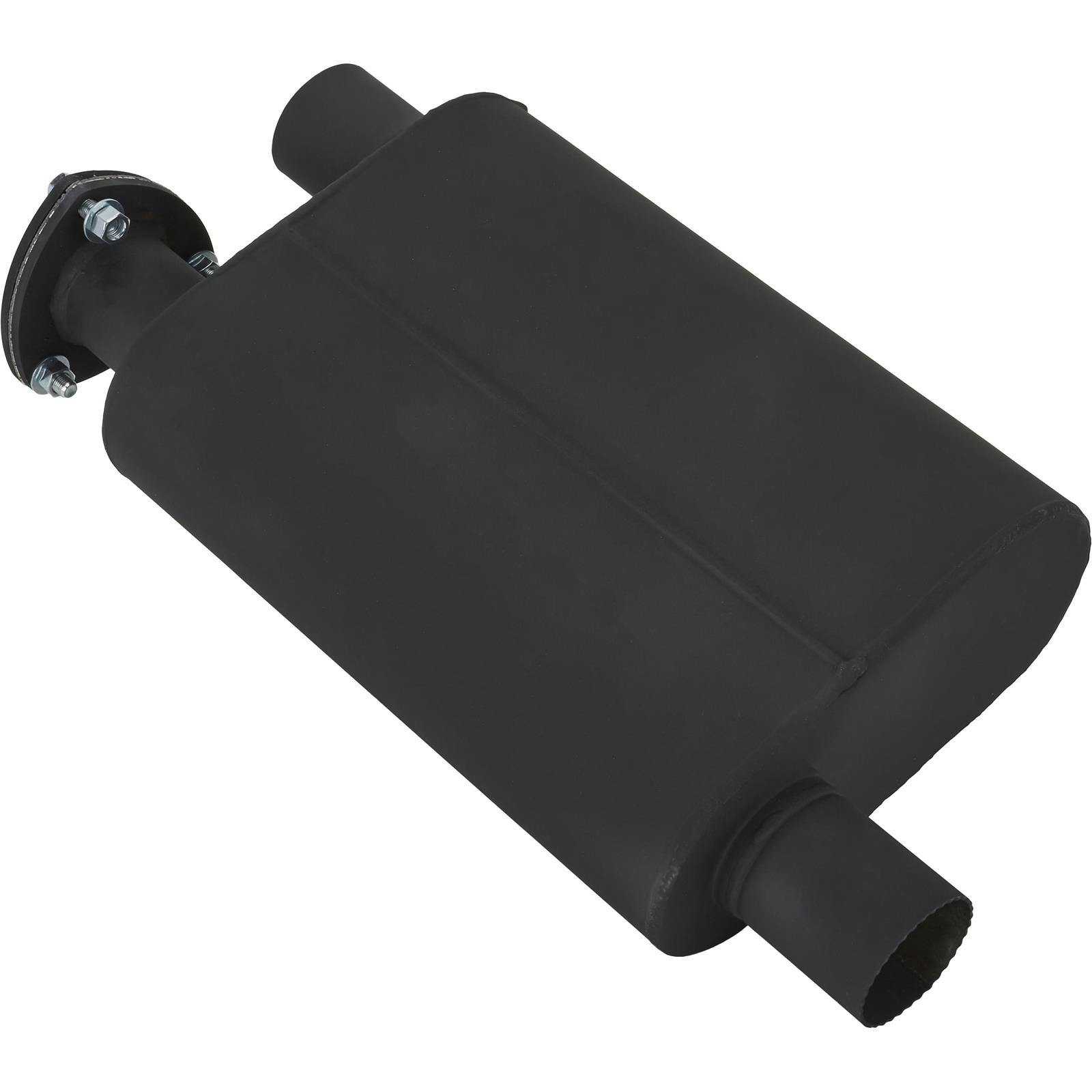 Baffled Muffler with Cutout, 2.25 Inch Offset Inlet/Outlet