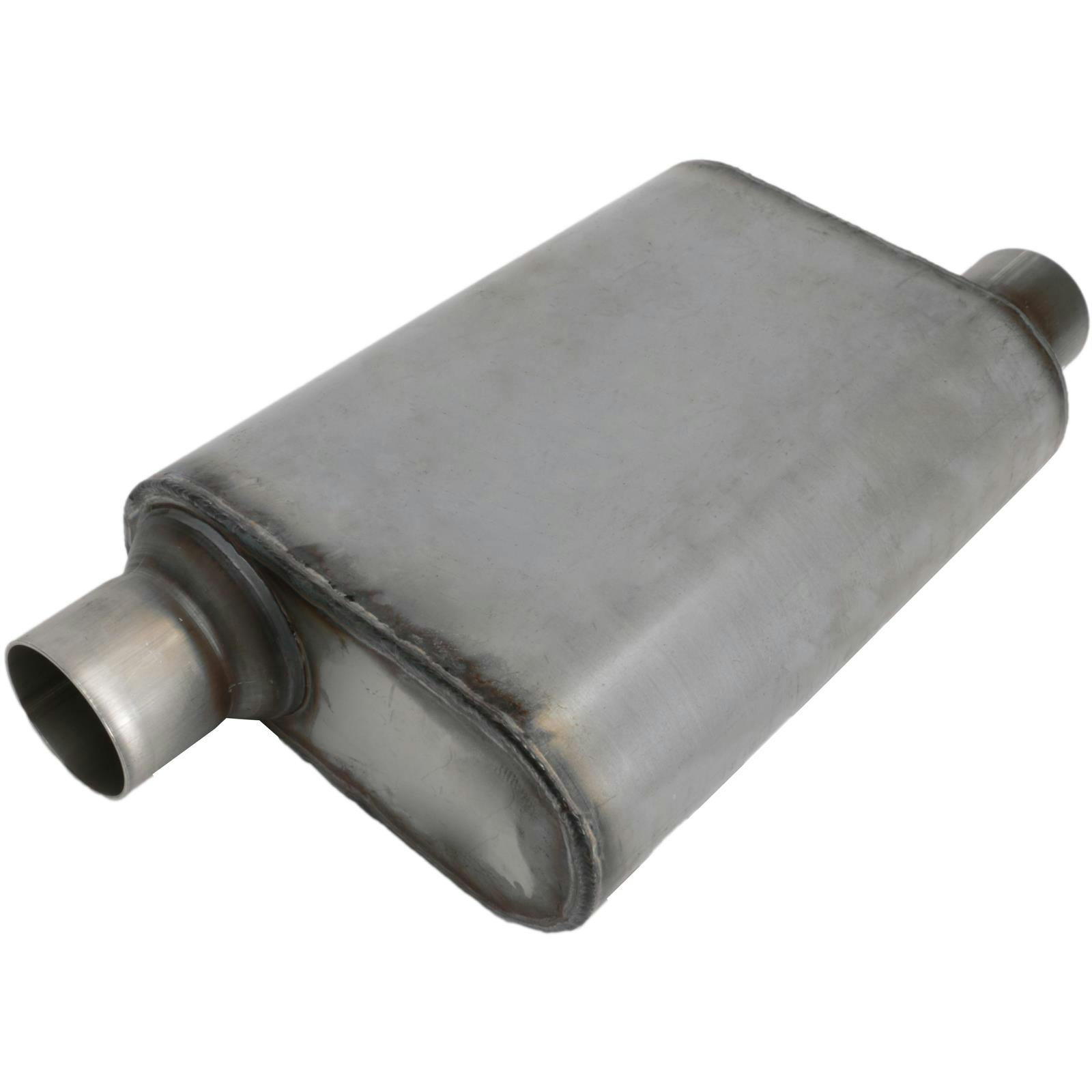 Stainless Steel Chamber Muffler, 2.50 Inch, Offset/Offset
