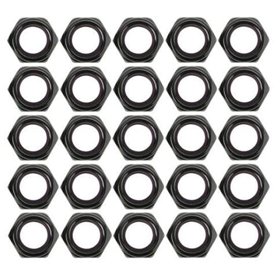 Aluminum Black Nylock Half Nuts, 1/2 Inch -20 Thread, Pack of 25