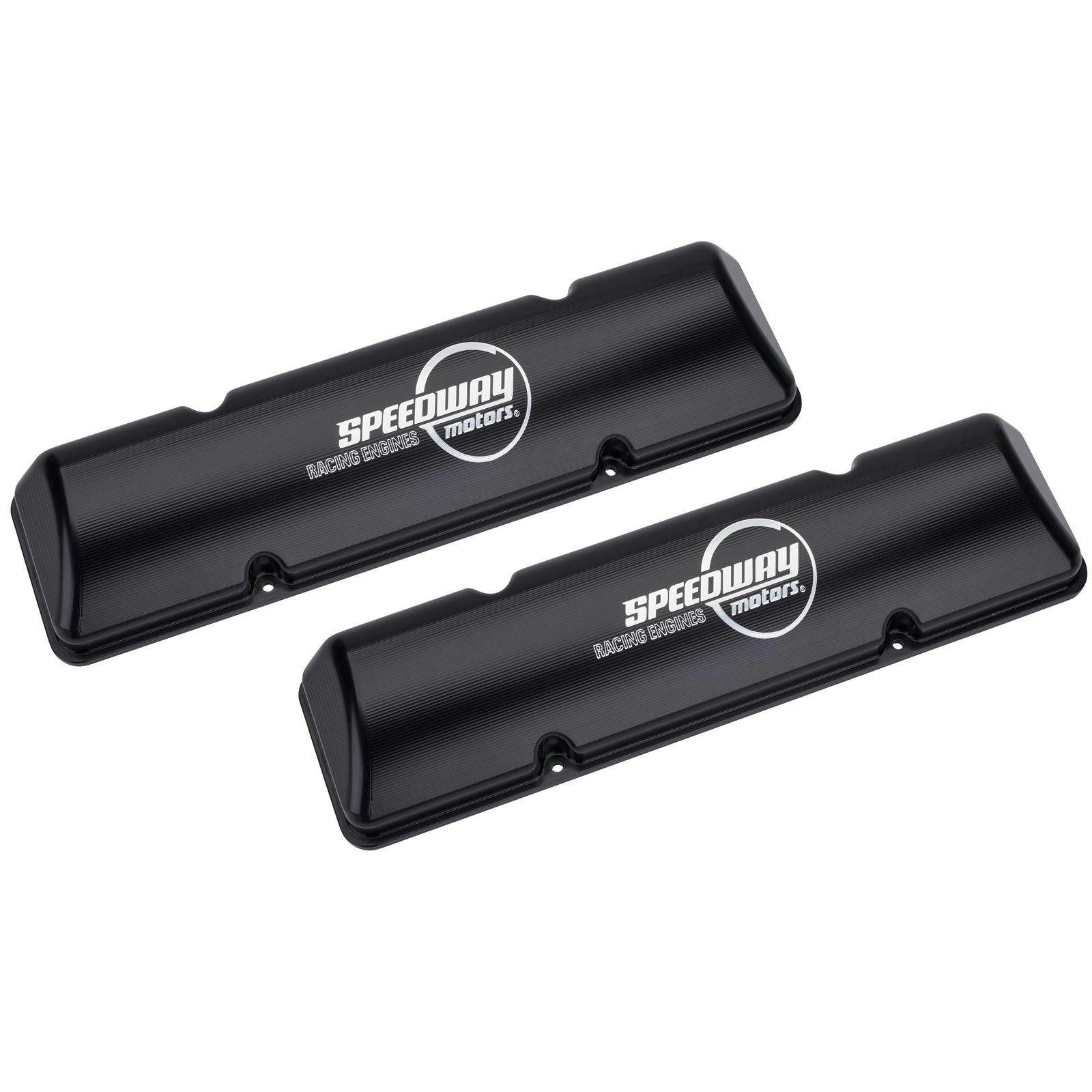 Billet Small Block Chevy Valve Covers, Sprint Cars, Black Anodized