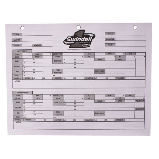 Swindell Series Sprint Car Set-Up Sheets