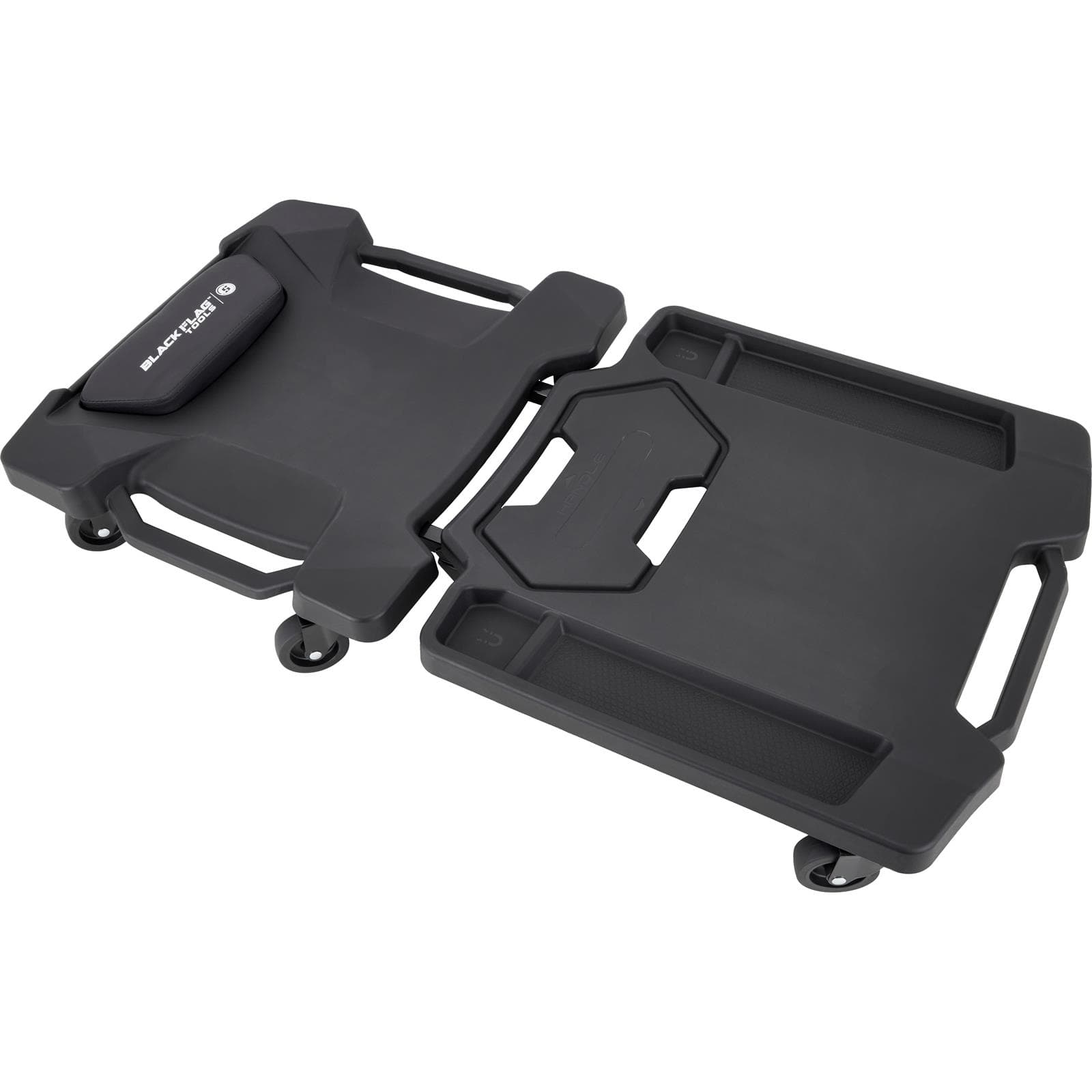 Black Flagâ„¢ Heavy Duty Six Wheeled Folding Creeper w/ Tool Trays