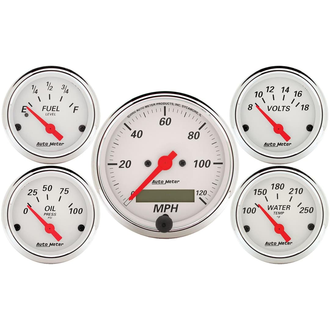 AutoMeter 1302 Arctic White 5 Piece Gauge Kit