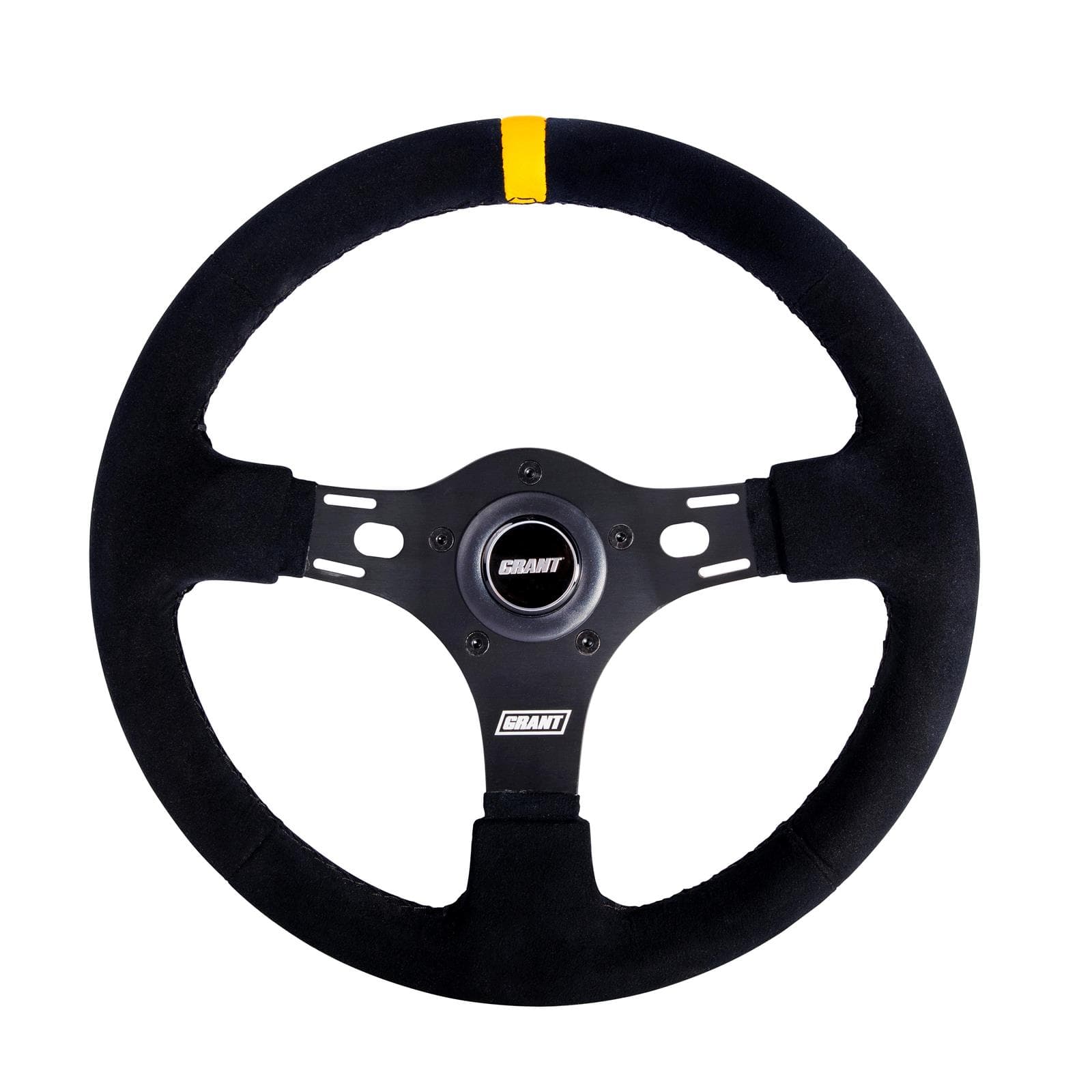 Grant 1080 Racing Series Suede Steering Wheel, 13 Inch, Yellow