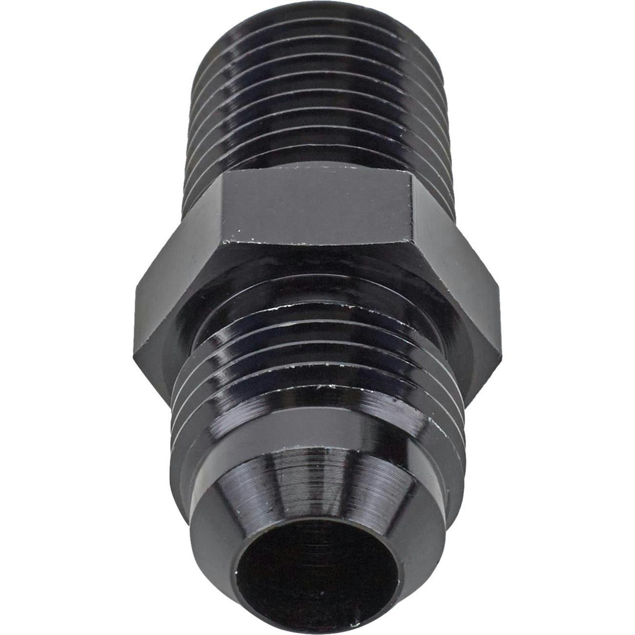 Black Straight -6 AN Flare to 1/4 Inch NPT Pipe Adapter Fitting
