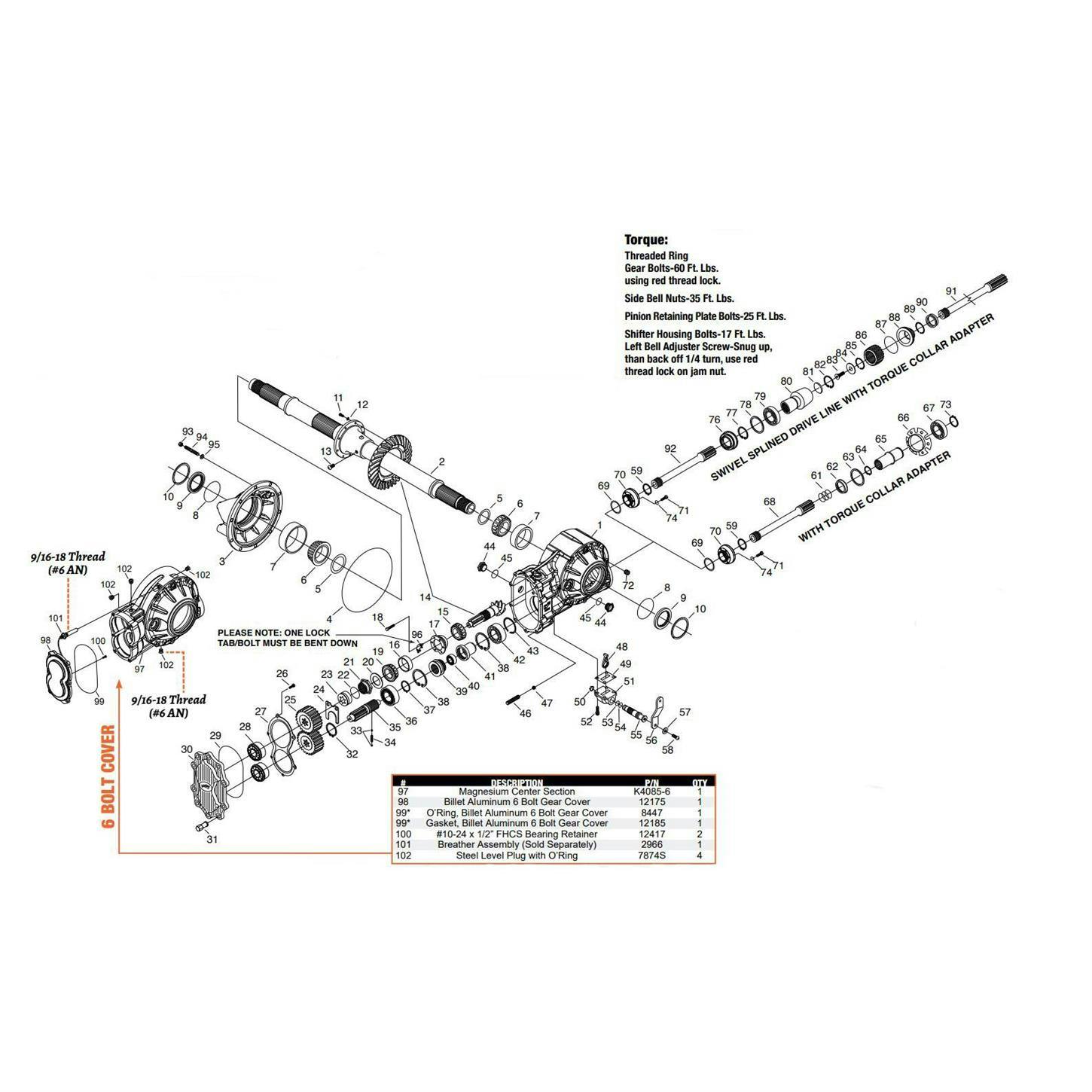 Winters K305-106 Sprint Car 10-Spline Rear End, 6-Bolt Cover