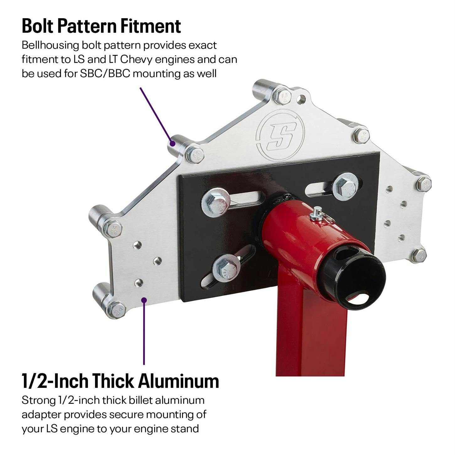 Heavy-Duty Engine Stand Adapter Plate, Chevy SBC/BBC/LS Engines