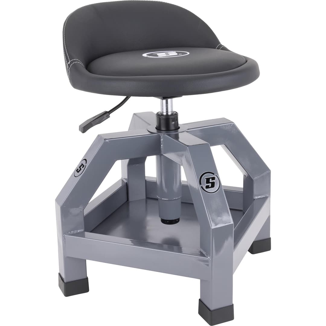 Heavy Duty Adjustable Height Rolling Shop Stool With Tool Tray