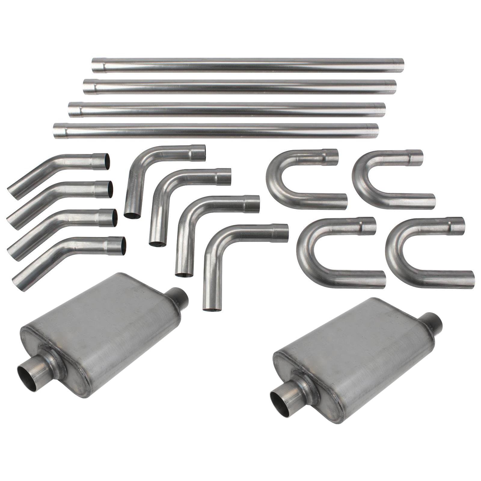 2.5 Inch Stainless Steel Dual Exhaust System Kit with Mufflers