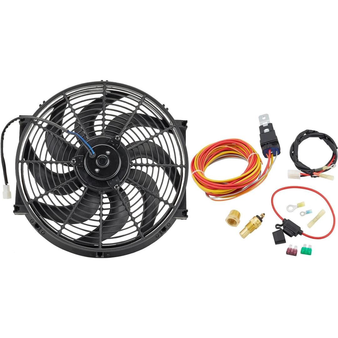 12V Cooling Fan Wiring Relay Thermostat Kit 185 On 175 Off Universal 12V Electric Fan Kit With Thermostat – Fits Tons Of Engines, Turns On At 185°F! Electric Fan Thermostat Switch - Foto 4