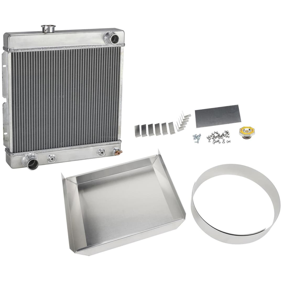 Small Universal Short Vertical Aluminum Radiator, LH w/Shroud