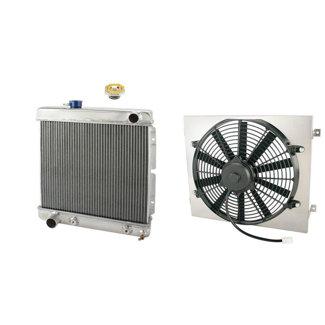 Small Universal Short Vertical Aluminum Radiator, LH w/E-Fan