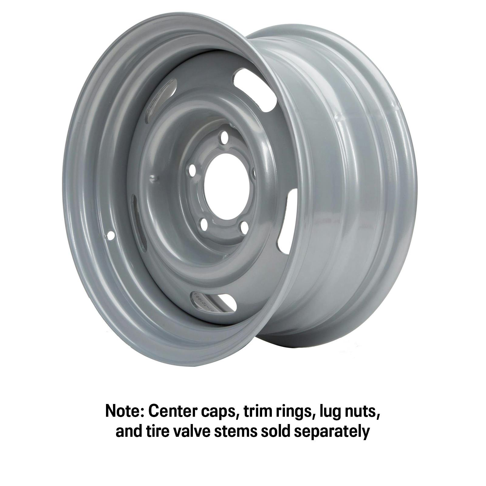 Speedway GM Style 15x8 In Rally Wheel, 5 on 4.75 Inch BP, Silver