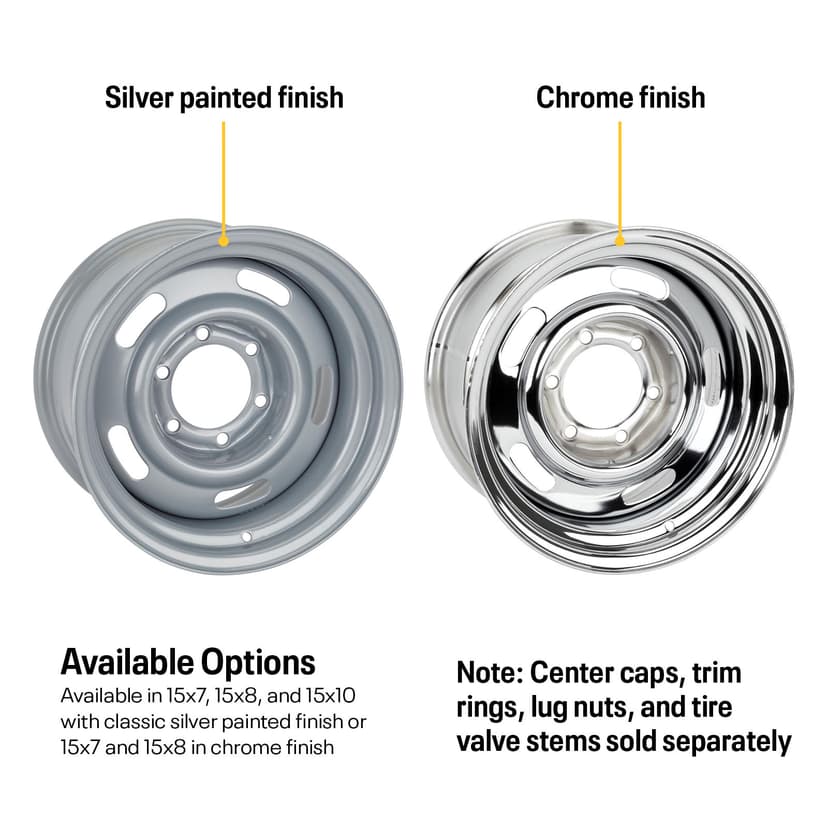 Speedway Steel GM-Style 15 Inch Rally Truck Wheel, 6 on 5.5 Inch
