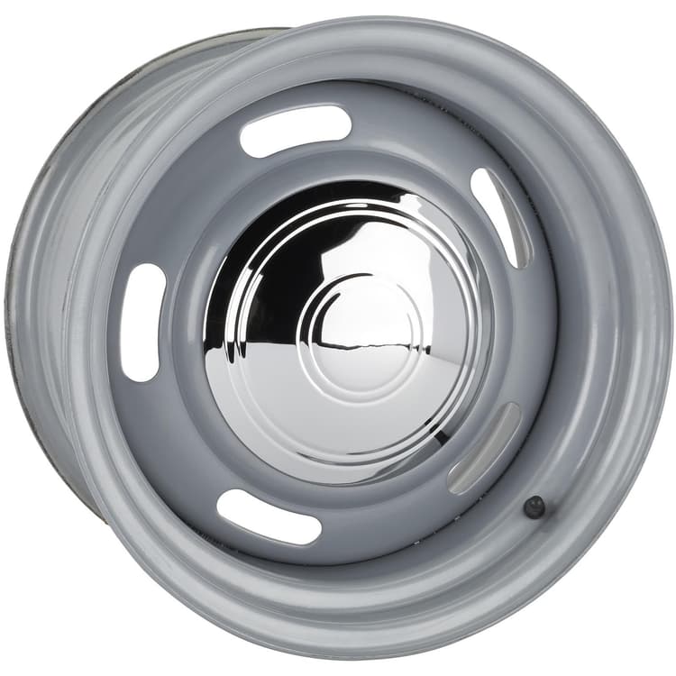 GM Rally Style Wheel Highway Patrol Hubcap, Polished, 15 Inch Rim