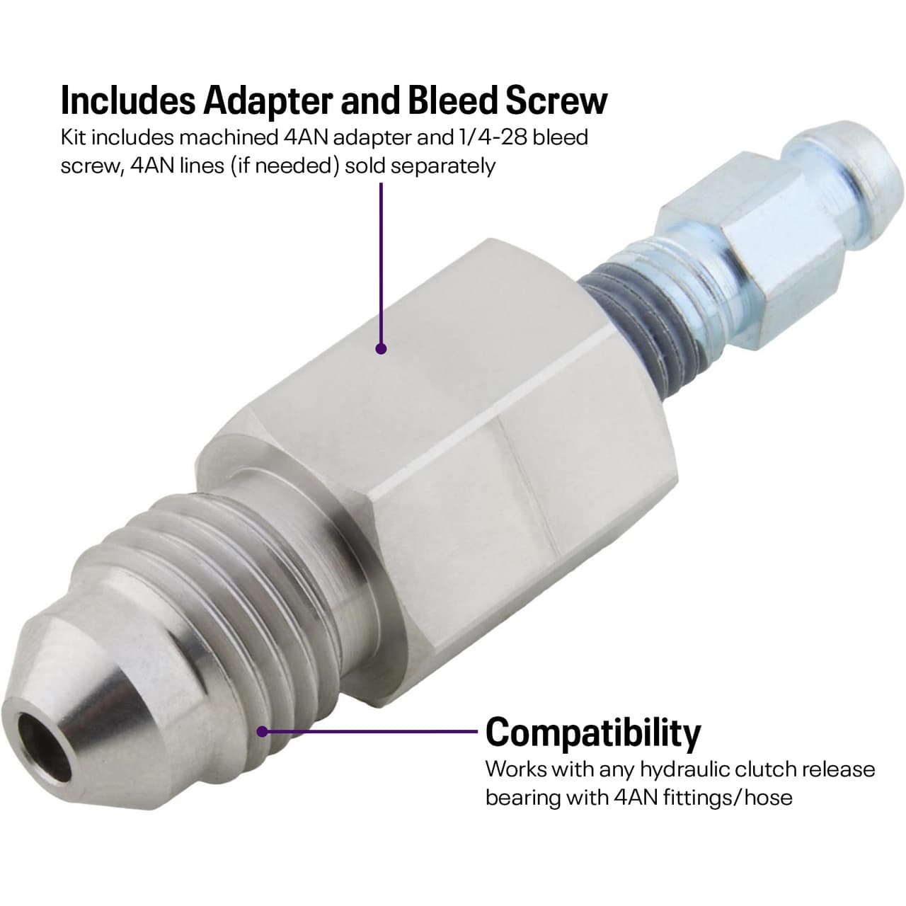 Hydraulic Clutch Bleed Line Adapter, 4AN With Speed Bleeder