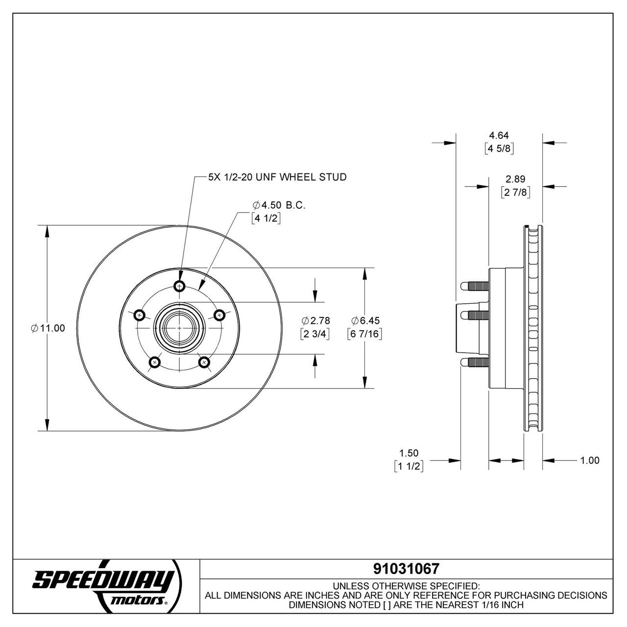 11 Inch GM Brake Rotor with Ford Bolt Pattern