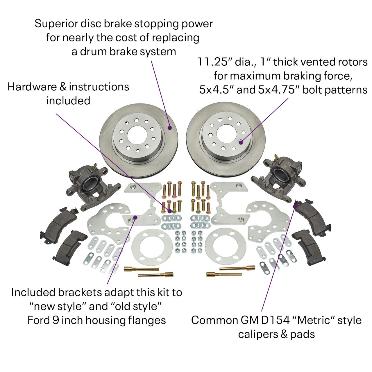 Ford 9 Inch Rearend Bolt-On Rear Disc Brake Kit