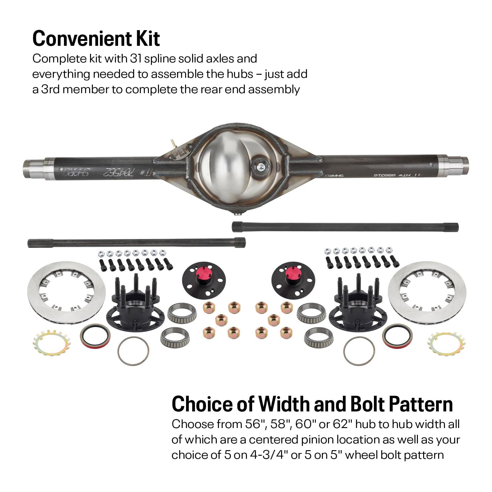 9 Inch Grand National Hub Floater Rear End Kit, 31 Spline Axles