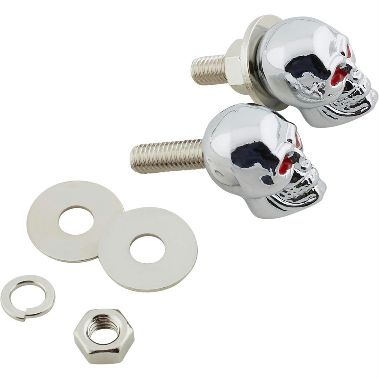Bike License Plate Hardware 2 Silver Skull License Plate Frame Bolts For Motorcycles - Grey Skull Design Fasteners For Tag Mounting Chrome License Plate Screws - Foto 5