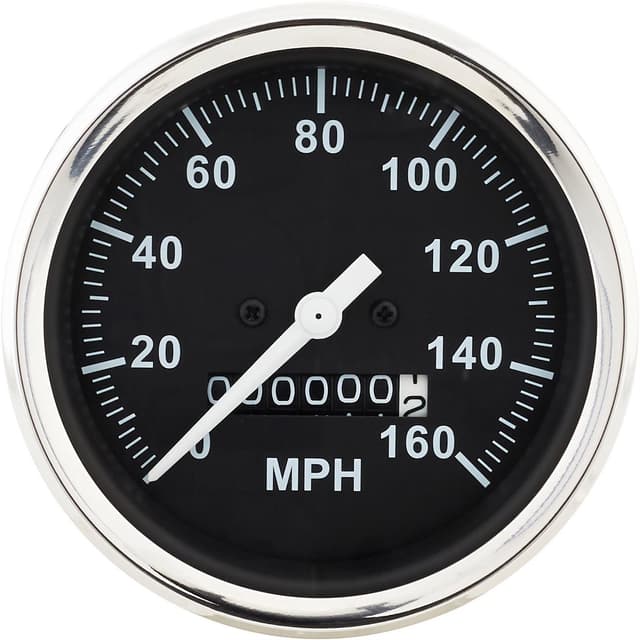 Speedway Speedometer Gauge, Black Face, 3-3/8, Mechanical