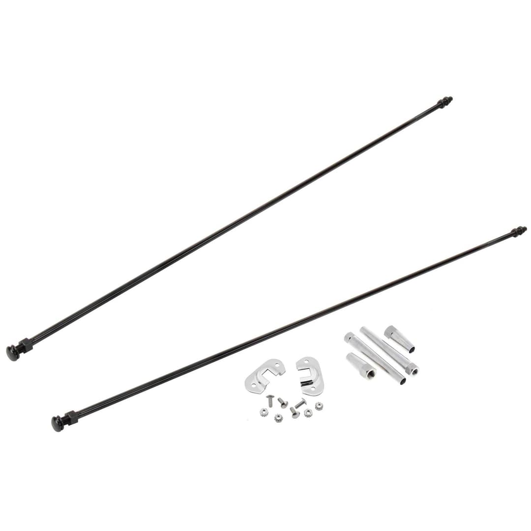1932-36 Ford Black Radiator Support Rod Kit with Brackets