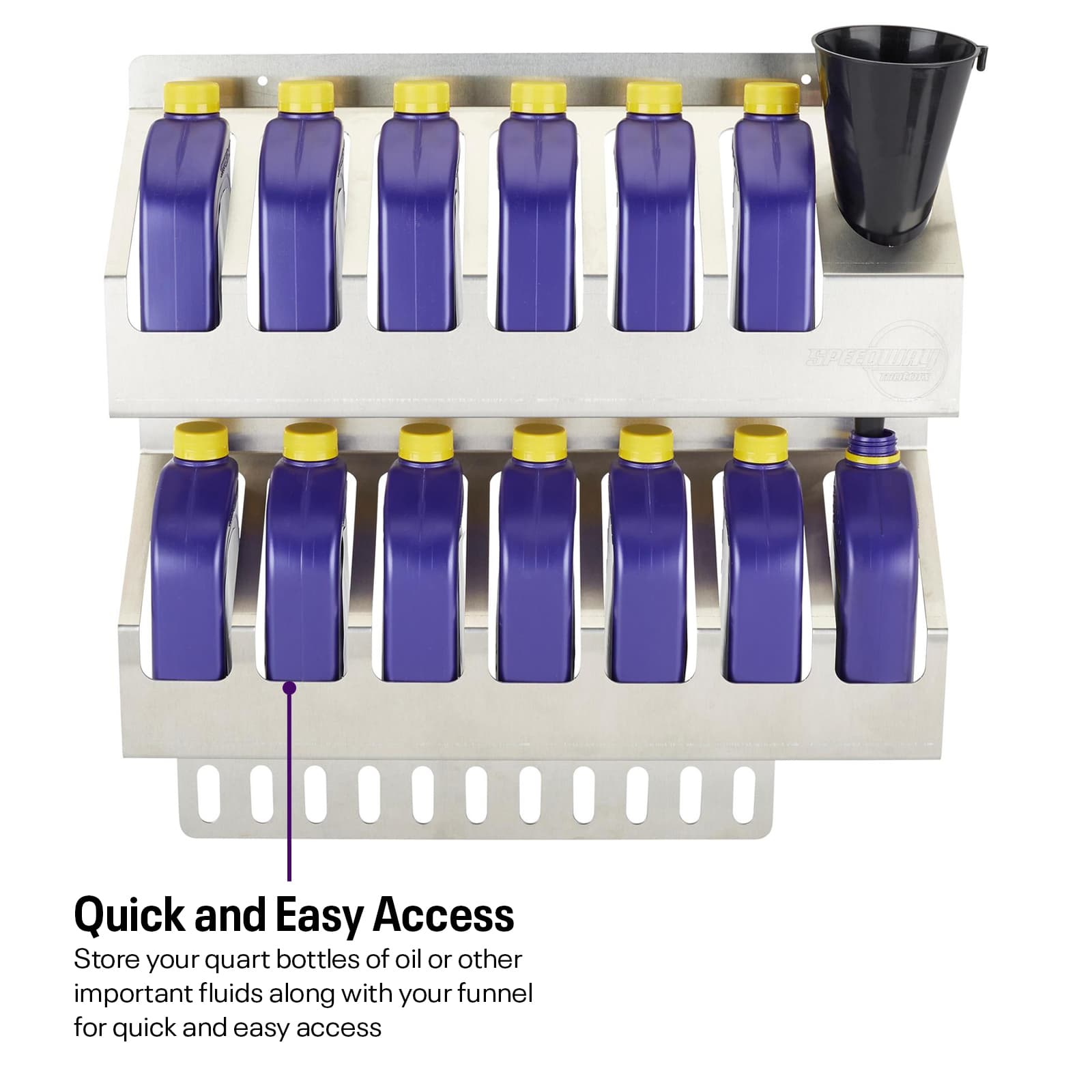 Oil Storage Shelf, Aluminum, For Garage/Trailer, 6 or 12 Quart