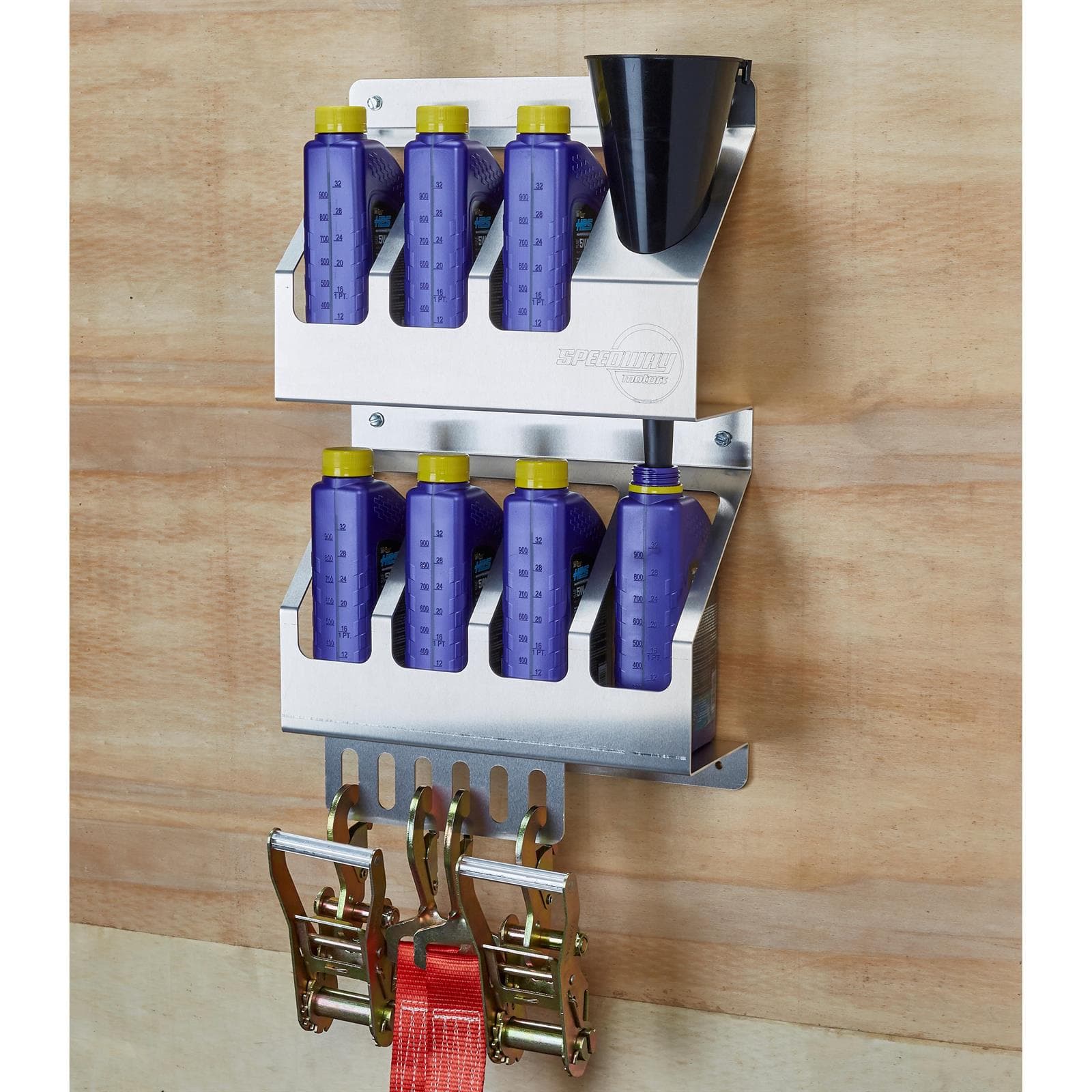 Oil Storage Shelf, Aluminum, For Garage/Trailer, 6 or 12 Quart
