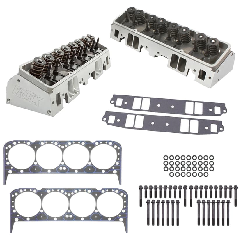 Flo-Tek 102505 Assembled SBC Aluminum Cylinder Heads/Install Kit