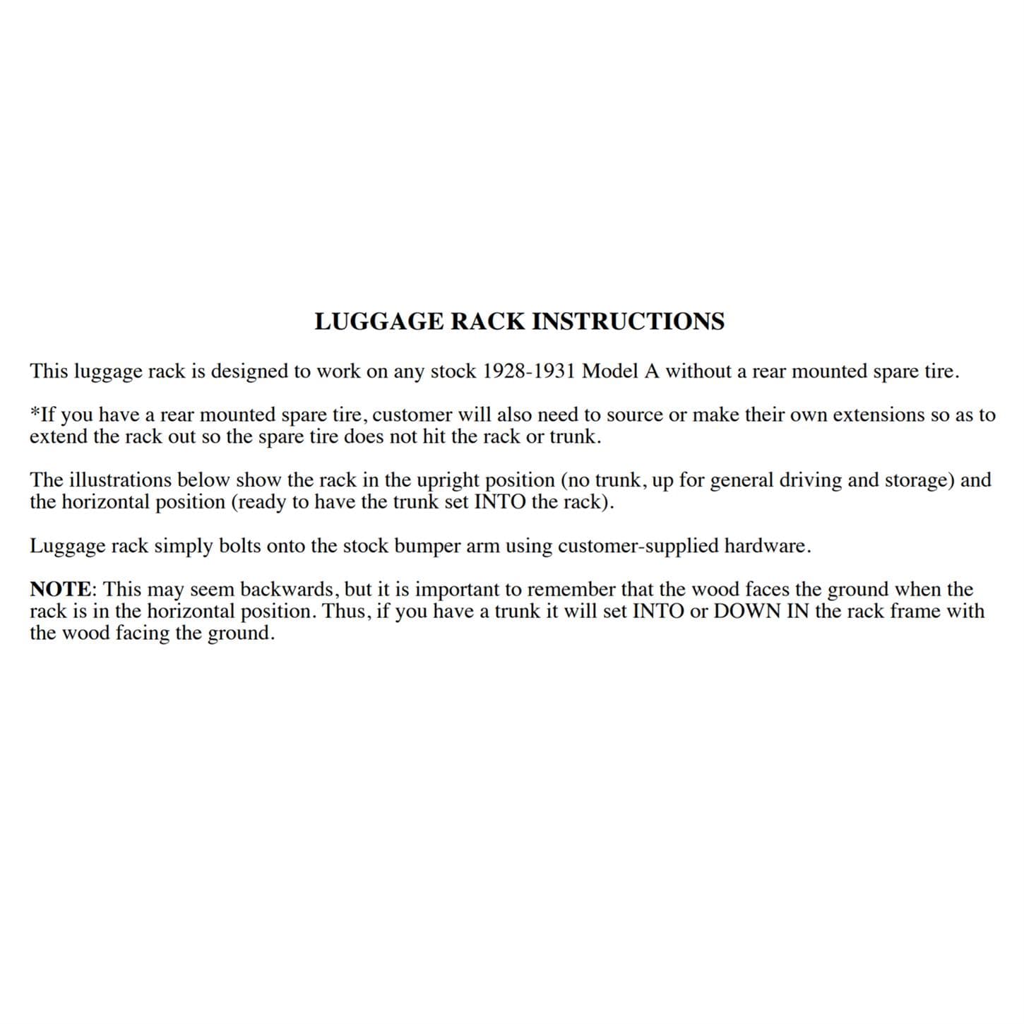 Speedway 1928-31 Ford Model A Trunk Luggage Rack