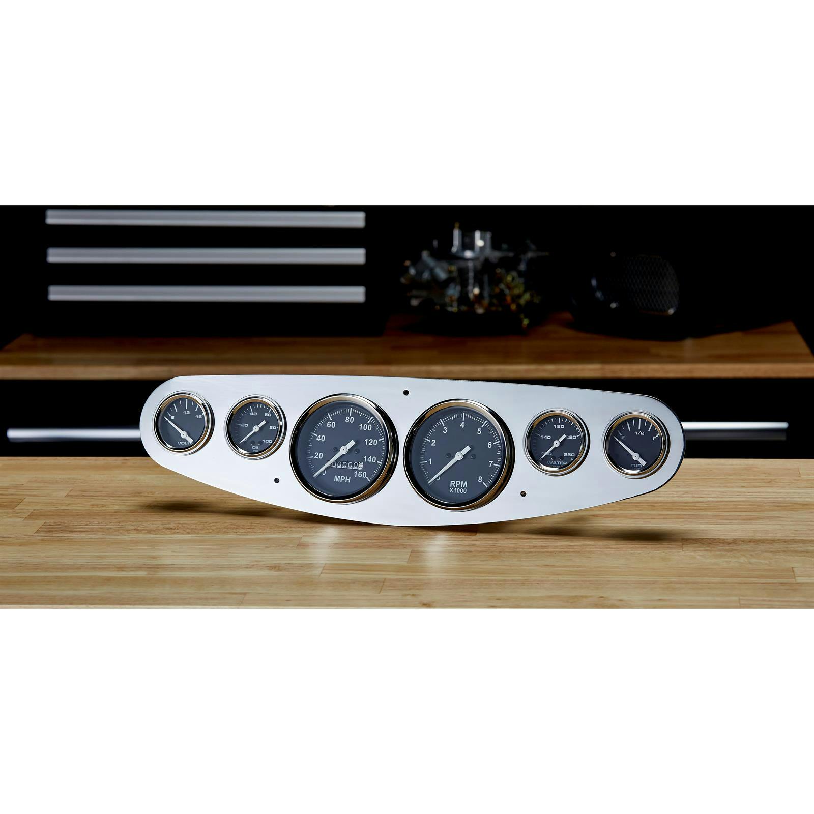 6 Gauge Universal Dash Insert, 3-3/8 Inch, Billet Aluminum