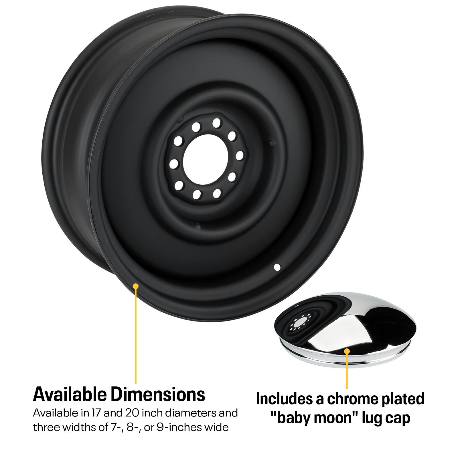 Speedway Smoothie Wheel 20x8, Satin Black, 5x4.5/4.75, 4.5 BS