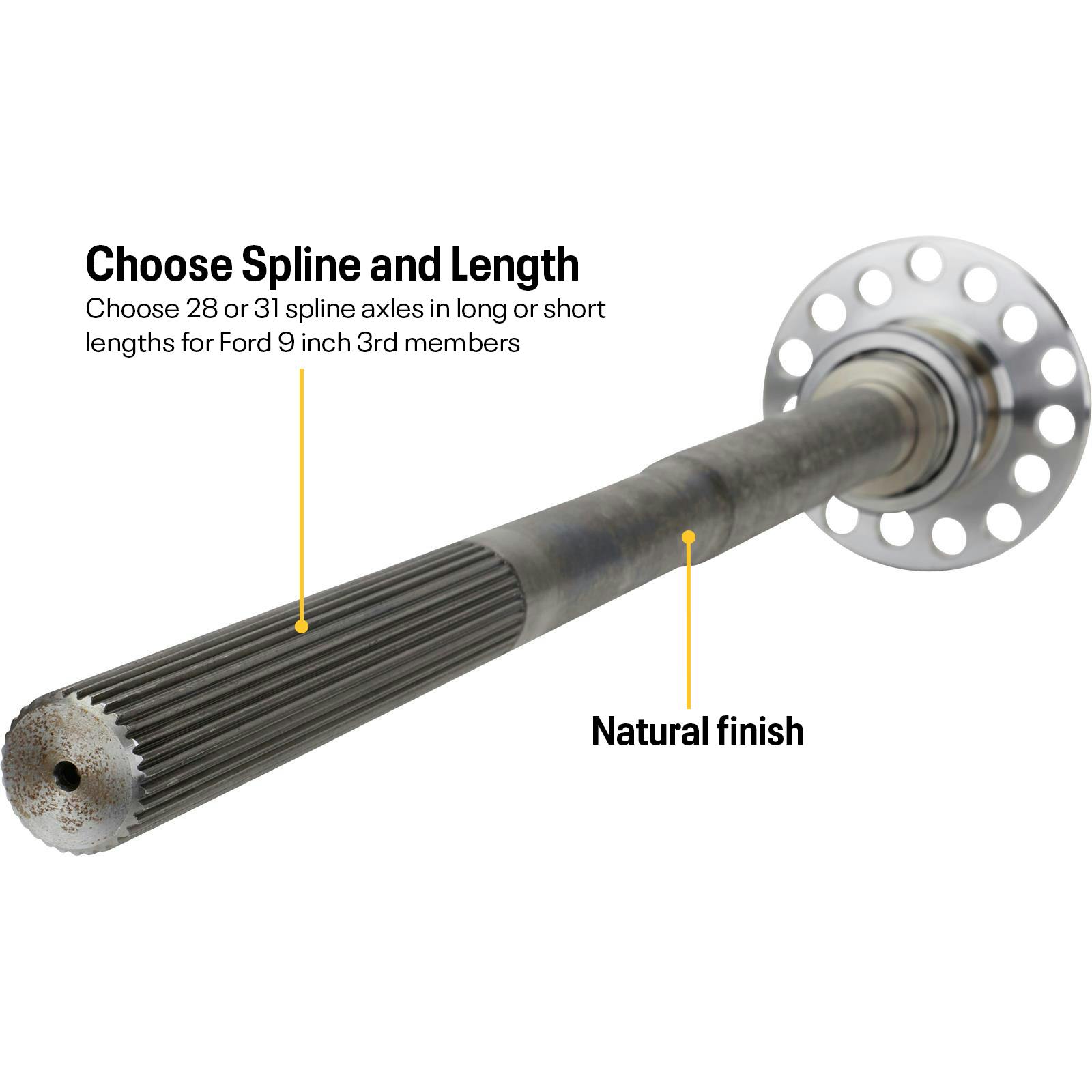 Ford 9 Inch Cut-to-Fit Axles w/ Big Bearing | 28-31 Spline, Pair