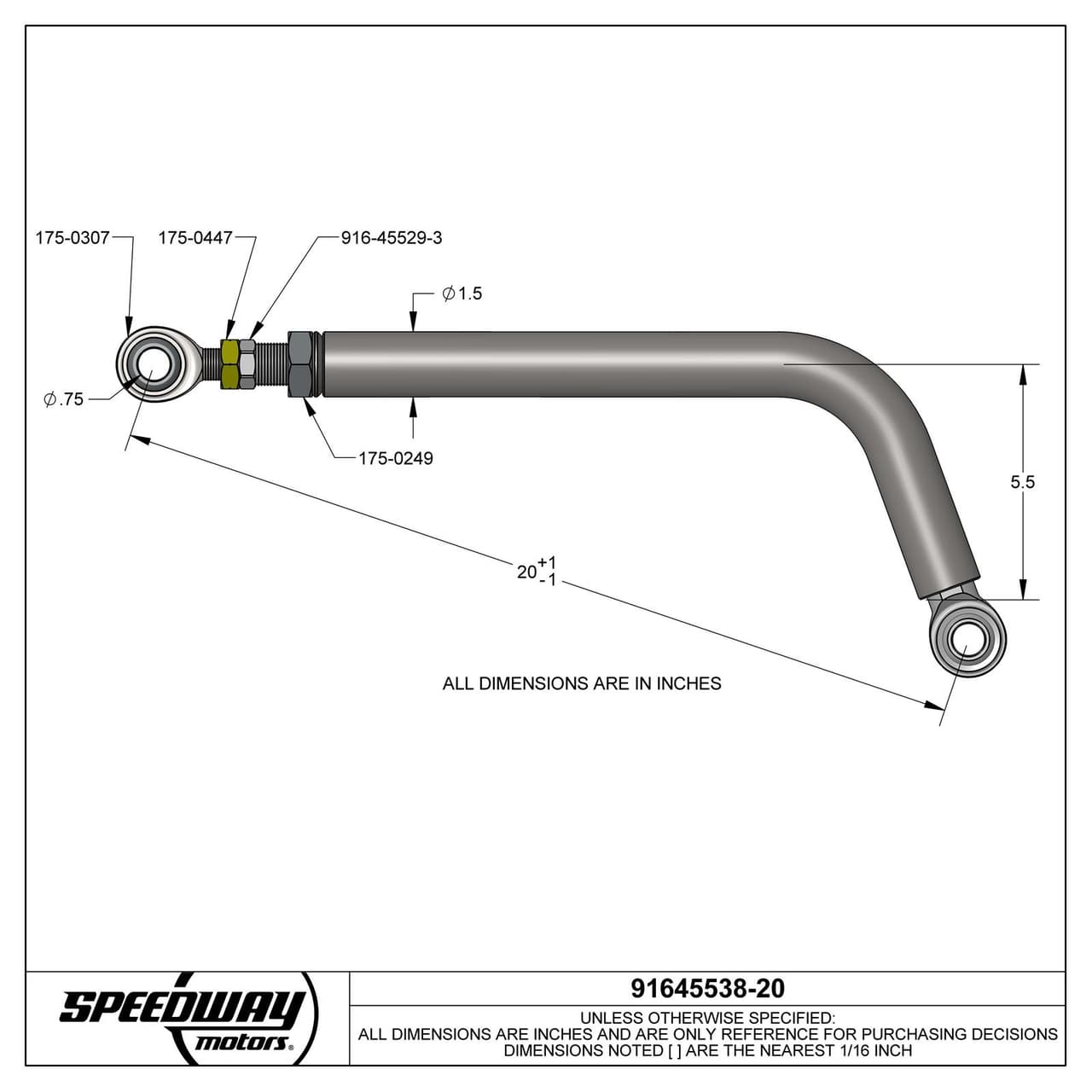 Lightweight Chromoly Adjustable Panhard Bar, 5-1/2 Inch Bend