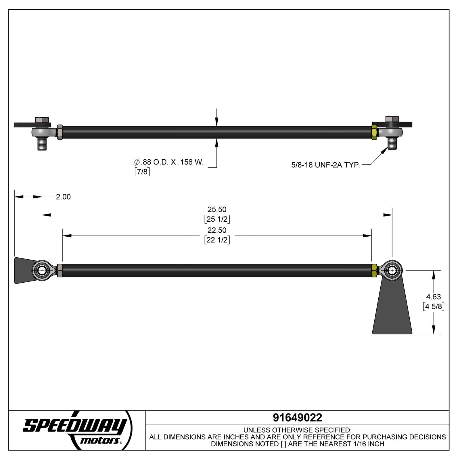 Speedway Universal Weld-On Rear Panhard Bar Track Rod Kit