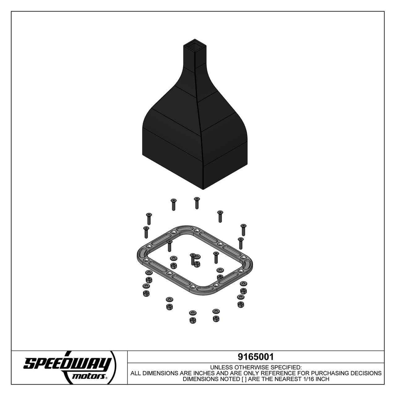 Rectangle Shifter Boot with Billet Aluminum Ring, Polished
