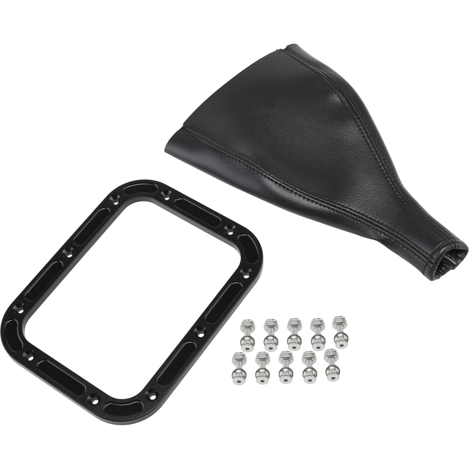 Rectangle Shifter Boot with Billet Aluminum Ring, Black
