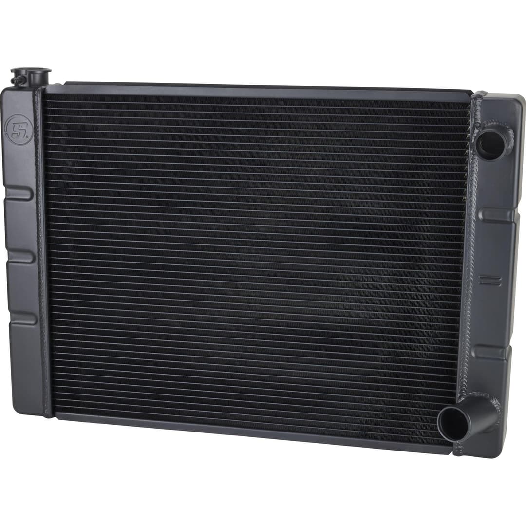 Dual/Double Pass All Aluminum Racing Radiator, SBC/BBC, Black