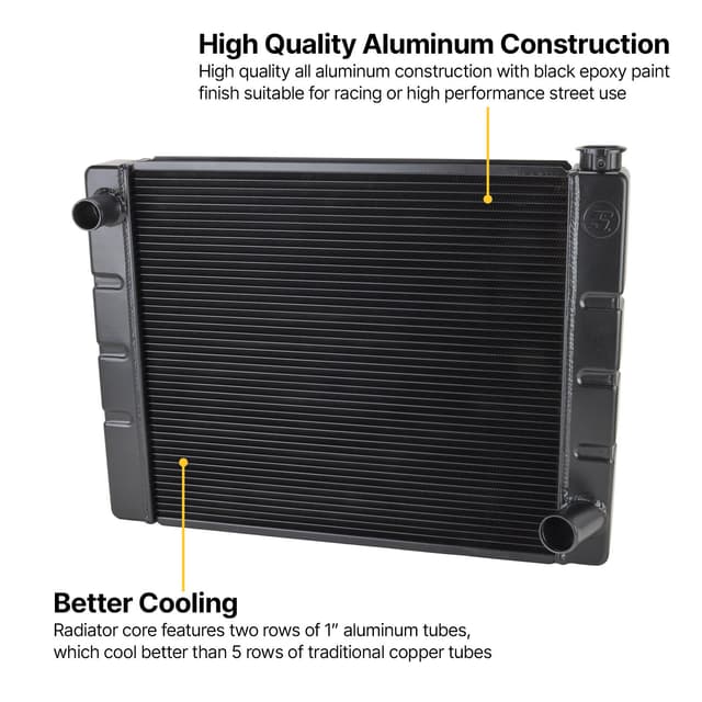 Speedway Chevy SBC/BBC Aluminum Radiators, Universal Fit, Black