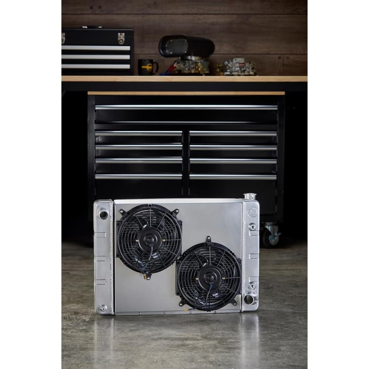 WindChill™ SBC/BBC 3-Row Radiator w/ Trans Cooler, Shroud/2 Fan