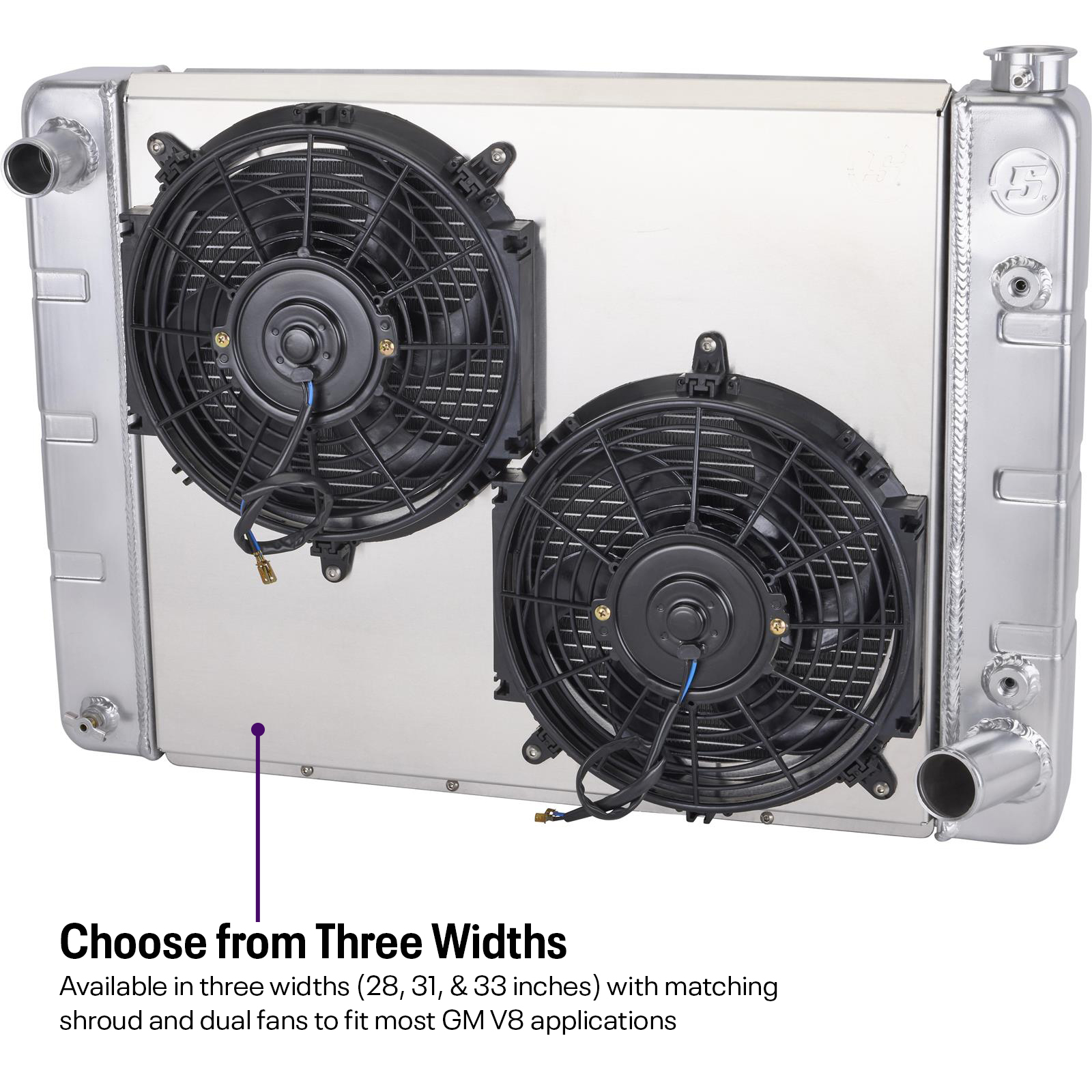 WindChill™ SBC/BBC 3-Row Radiator w/ Trans Cooler, Shroud/2 Fan
