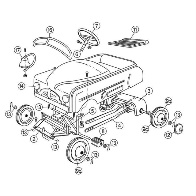 AMF Early, Steel Steering Wheel, Pedal Car Parts